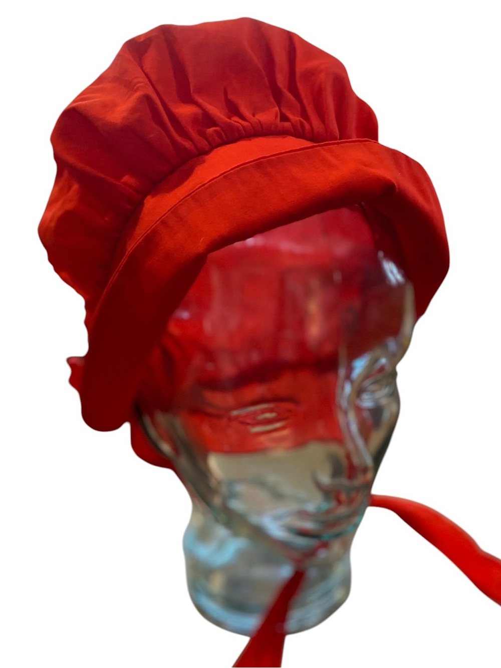 Vintage Kids red bonnet colonial Prairie costume hat southern heirloom sun hat - Picture 9 of 10
